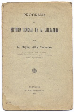 Programa de Historia General de la Literatura. | Immagine principale