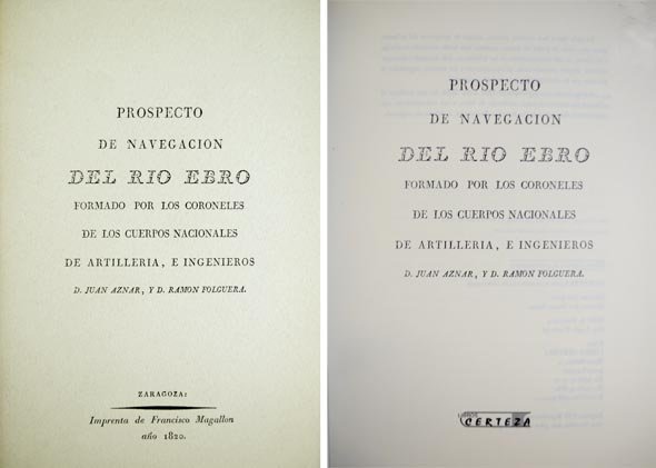Prospecto de Navegación del Río Ebro formado por los coroneles …