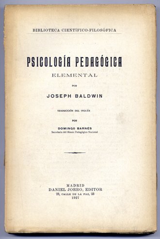 Psicología Pedagógica Elemental. Traducción española de Domingo Barnés.