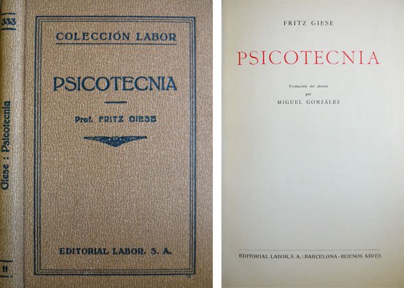 Psicotecnia. Traducción del alemán por Miguel González.