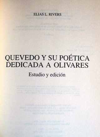 Quevedo y su poética dedicada a Olivares.