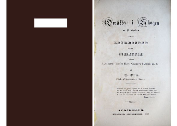 Qwällen i skogen m. fl. stycken jemte reseminnen samt öfversättningar …