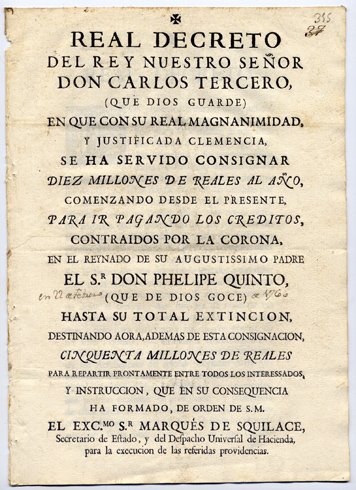 Real Decreto del Rey Nuestro Señor Don Carlos Tercero en …