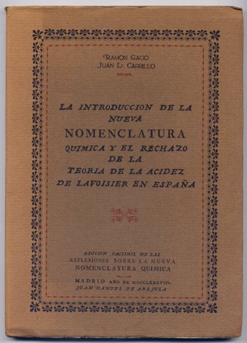 Reflexiones sobre la nueva Nomenclatura Química. Reproducción facsímil de la …