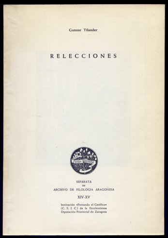 Relecciones. Prólogo de Manuel Alvar. | Immagine principale
