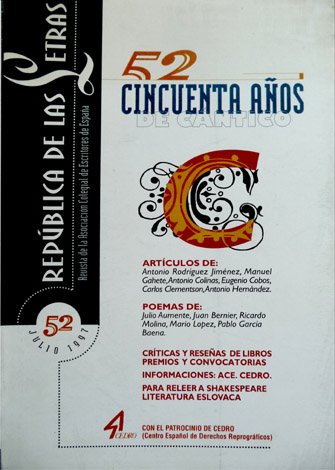República de las Letras. Director: Andrés Sorel. Número 52, Julio …