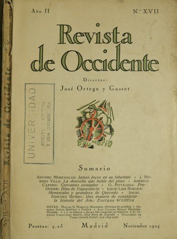 Revista de Occidente". Año II. Nº XVII. Noviembre 1924. [Jorge …