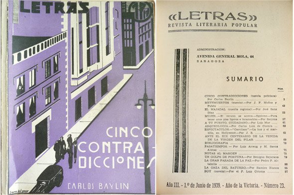 Revista "Letras", Número 23. Carlos Baylín Solanas: Cinco contradicciones. Novela …