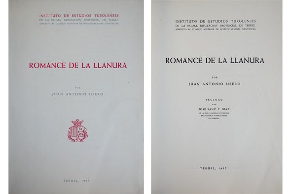 Romance de la Llanura. Prólogo de José Sanz y Díaz.