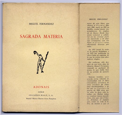 Sagrada materia. Poemas.