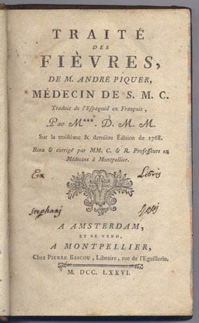 Traité des Fievres de M. André Piquer. Traduit de l'Espagnol …