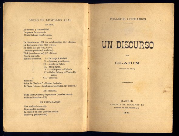 Un discurso. (Folletos literarios VIII).