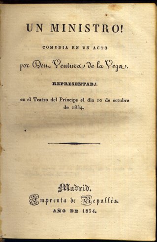 Un Ministro¡. Comedia en un acto.
