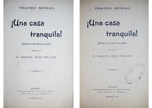 Una casa tranquila!. Sainete en un acto y en prosa.