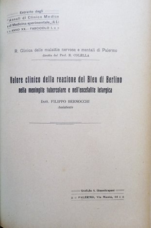 Valore clinico della reazione del Bleu di Berlino nella meningite …
