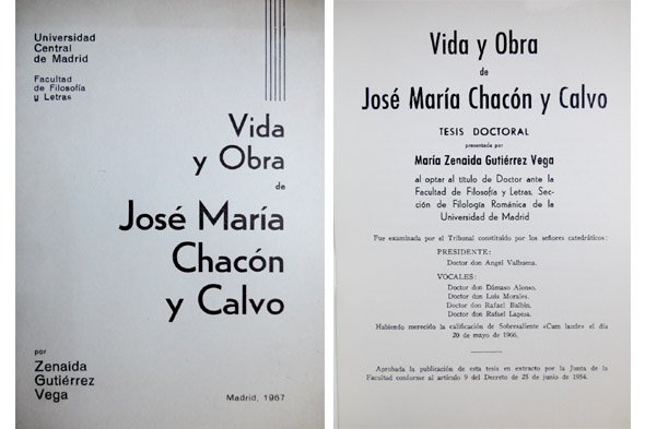 Vida y obra de José María Chacón y Calvo. Tesis …