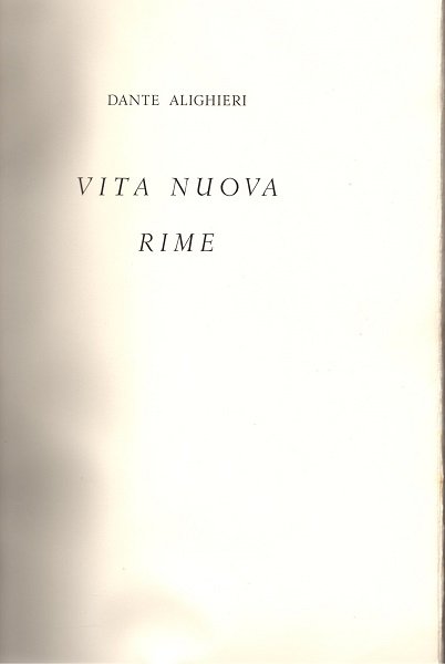Vita Nuova Rime | Immagine principale
