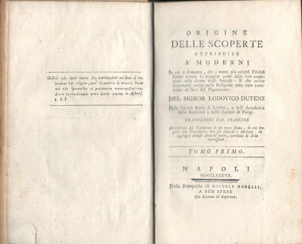 Origine delle scoperte attribuite a' moderni. In cui si dimostra, …