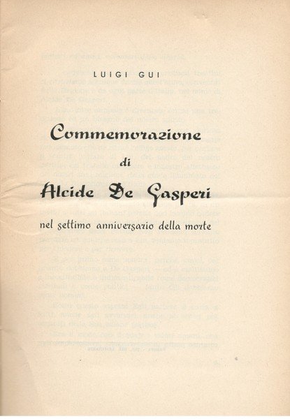 Commemorazione di Alcide De Gasperi nel settimo anniversario della morte …