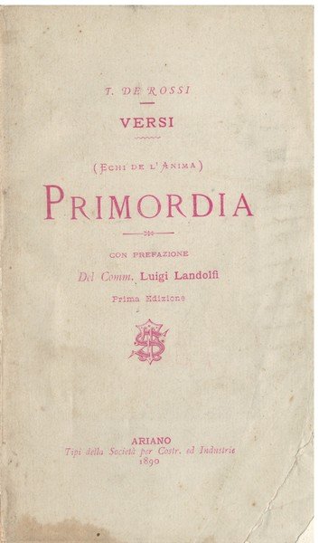 Primordia - echi de l'anima - versi Con prefazione del …