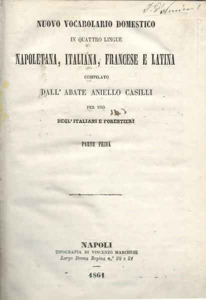 Nuovo vocabolario domestico in quattro lingue napoletana, italiana, francese e …