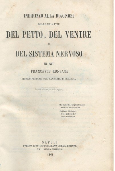 INDIRIZZO ALLA DIAGNOSI DELLE MALATTIE DEL PETTO, DEL VENTRE E …