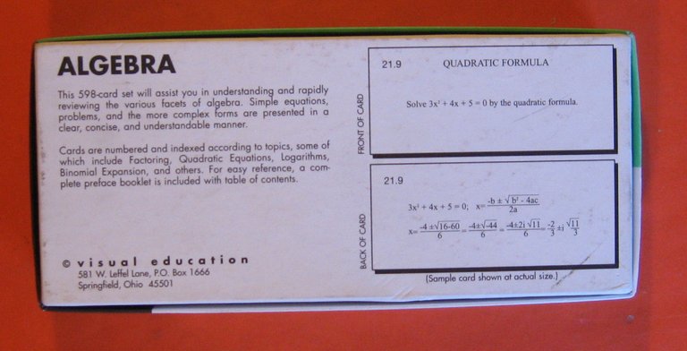 Algebra Academic Study Card Set