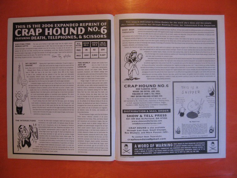 Crap Hound #6 ; Death, Telephones & Scissors