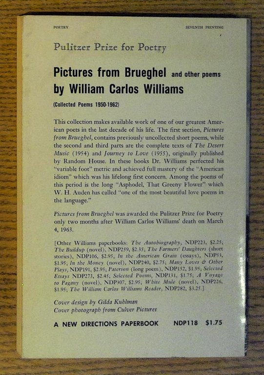 Pictures from Brueghel and Other Poems