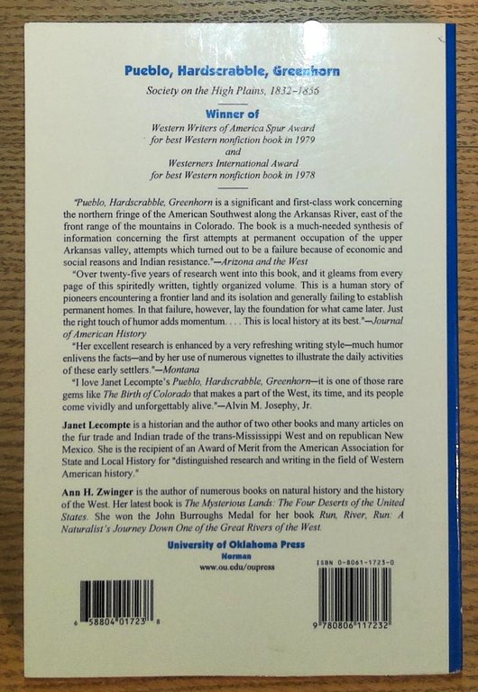 Pueblo, Hardscrabble, Greenhorn: Society on the High Plains, 1832-1856