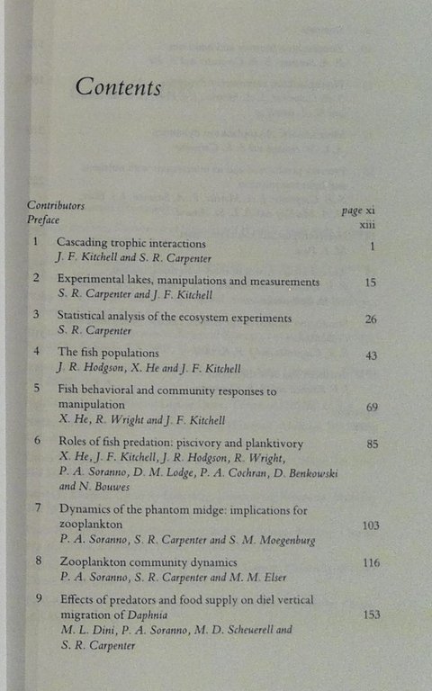 The Trophic Cascade in Lakes (Cambridge Studies in Ecology)