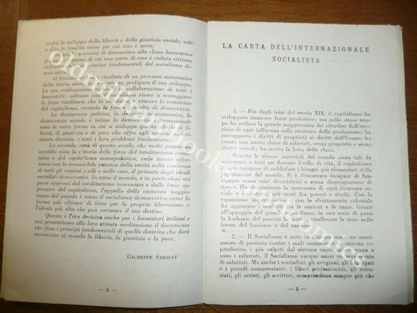 DICHIARAZIONE DEI PRINCIPI DEL SOCIALISMO CARTA DELL'INTERNAZIONALE SOCIALISTA