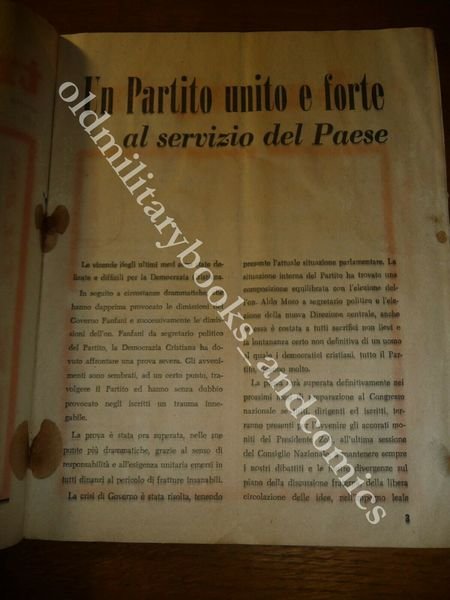 TRAGUARDO PERIODICO DELLA DEMOCRAZIA CRISTIANA MARZO 1959 FANFANI SEGNI MORO …