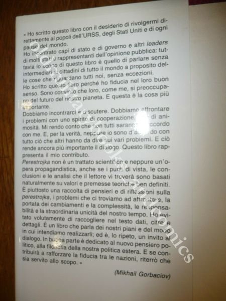 PERESTROJKA IL NUOVO PENSIERO PER IL NOSTRO PAESE E PER …