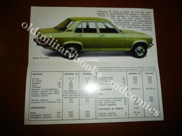 DEPLIANT PUBBLICITARIO PIEGHEVOLE OPEL ASCONA 16