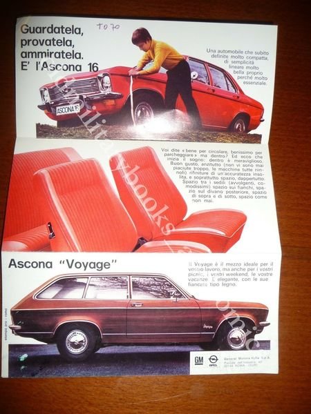 DEPLIANT PUBBLICITARIO PIEGHEVOLE OPEL ASCONA 16