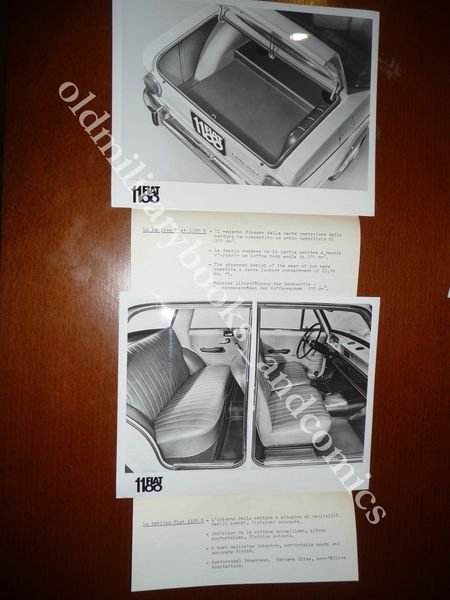 RACCOGLITORE PUBBLICITARIO CON 8 FOTO DESCRITTIVE DELLA FIAT 1100 co …