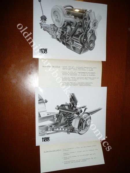 RACCOGLITORE PUBBLICITARIO CON 8 FOTO DESCRITTIVE DELLA FIAT 1100 co …