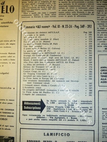 ALI NUOVE QUINDICINALE D'AVIAZIONE 13-31 DICEMBRE 1957 n. 23-24 50° …