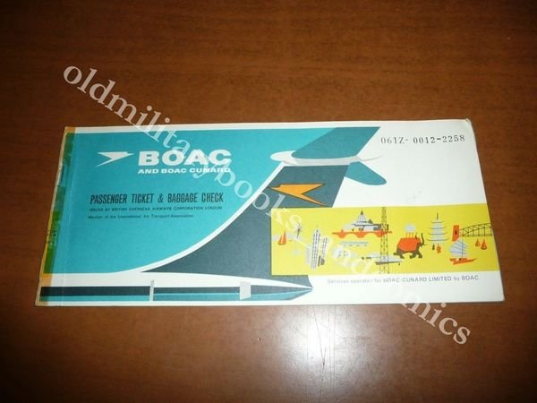 BOAC CUNARD UK 1967 VECCHIO BIGLIETTO AEREOVINTAGE AIRLINE TICKET ALT …