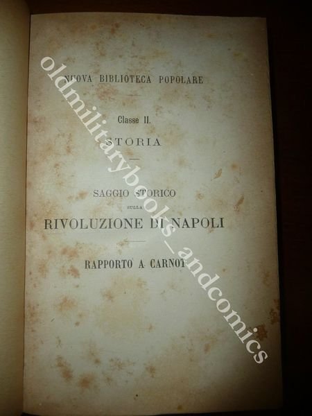 SAGGIO STORICO SULLA RIVOLUZIONE DI NAPOLI RAPPORTO A CARNOT VINCENZO …