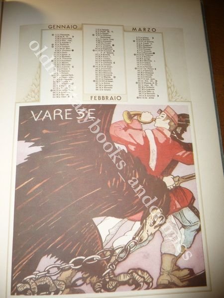 CALENDARIO 52° REGGIMENTO FANTERIA CACCIATORI DELLE ALPI 1940 CON CORDONE