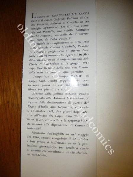 GERUSALEMME SENZA DIO GOFFREDO POLIDORI PRIGIONIERO INGLESI KASSAR SAID FUGA