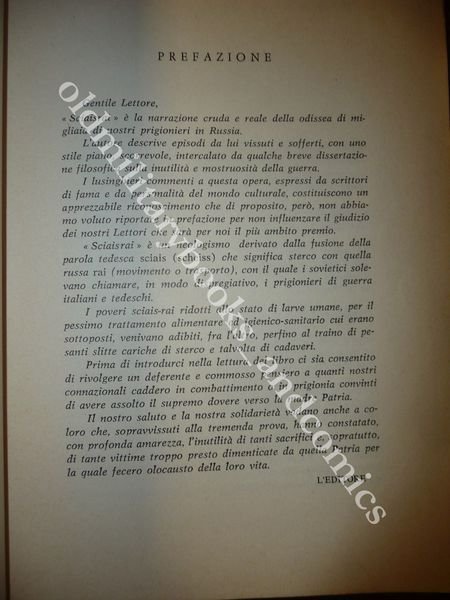 SCIAISRAI OLINDO GIANVETTORI NARRAZIONE CRUDA E REALE ODISSEA DEI PRIGIONIERI