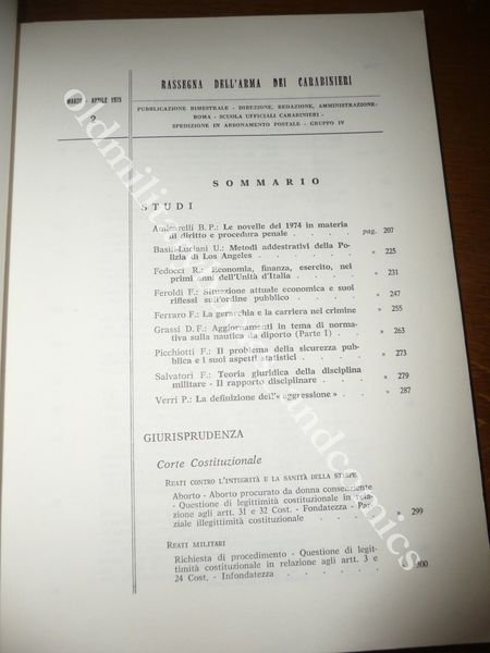 RASSEGNA DELL'ARMA DEI C.C. MARZO-APRILE 1975 RIVISTA BIMESTRALE DELL'ARMA