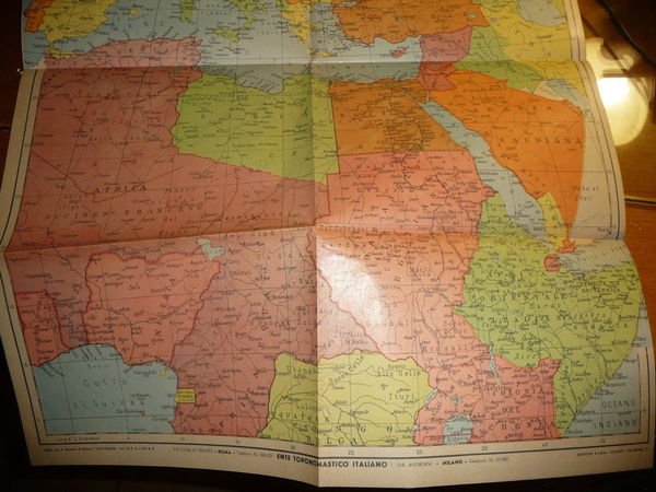 CARTA GEOGRAFICA EUROPA AFRICA SETT.-ORIENTALE GRECIA OPERA SALESIANA 1940