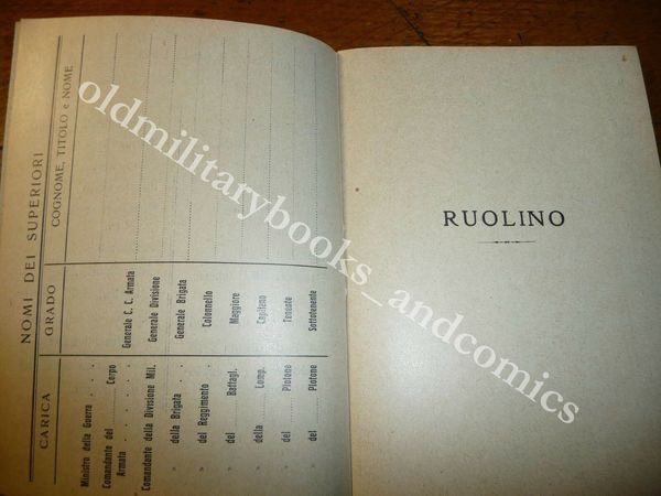 REGIO ESERCITO ITALIANO RUOLINO PER I GRADUATI REGGIMENTO DI CAVALLERIA …