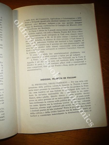 TUNISIA CARATTERI GENERALI INDIGENI FRANCESI ED ITALIANI PROBLEMI ATTUALI 1941