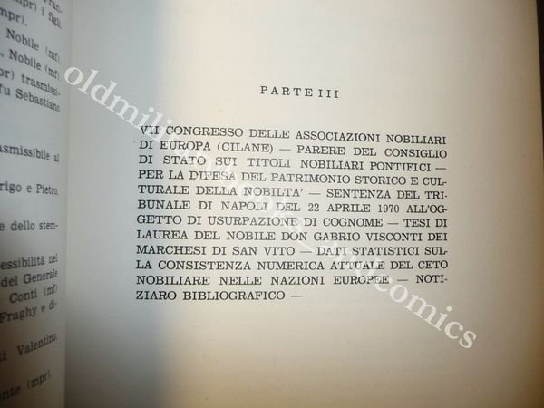 BOLLETTINO UFFICIALE DEL CORPO DELLA NOBILTA ITALIANA ANNI XIII-XIV MARZO …