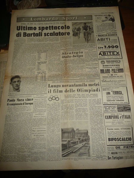 FEROCIA SLAVA IN VENETO BARTALI SCALATORE CORRIERE LOMBARDO 20-21/07/1948